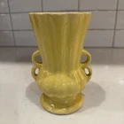 Vintage Yellow McCoy Pottery Vase with Double Handles.