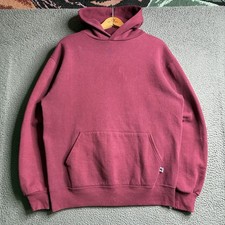 Vintage Made In USA Russell Athletic Crimson Red Pull Over Hoodie Mens Large