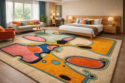 Hand-Tufted Abstract Wool Rug 8x10 Colorful Modern Area Rug Living