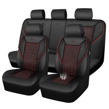 CAR PASS 3D Foam Mesh Leather Car Seat Full Set Black Red Mesh