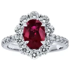 2ct Natural Ruby Engagement Ring Moissanite Halo 14K White Gold Plated
