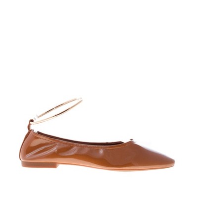 JEFFREY CAMPBELL damen schuhe Ballerina Tippy Naturbraun Lackleder