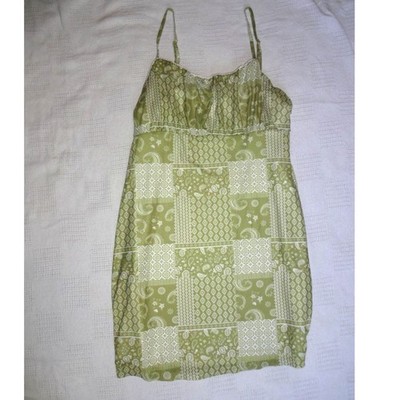 Justify ~ Boho Green Paisley Patchwork Baby Doll Mini Dress ~ Large