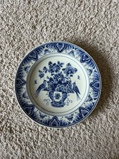 Porzellanteller, Delft Blauw Raam, Blumenmuster, blau