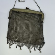 Rare 1912 Antique German Silver Chain Mesh Purse Monogramed