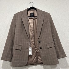 MNG Mango Women CHECK SUIT BLAZER Size Small