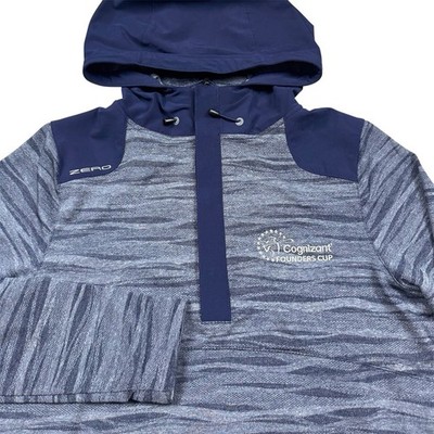 Zero Restriction Wave Textured Hoodie Golf Snap Pullover Navy Blue Mens Medium