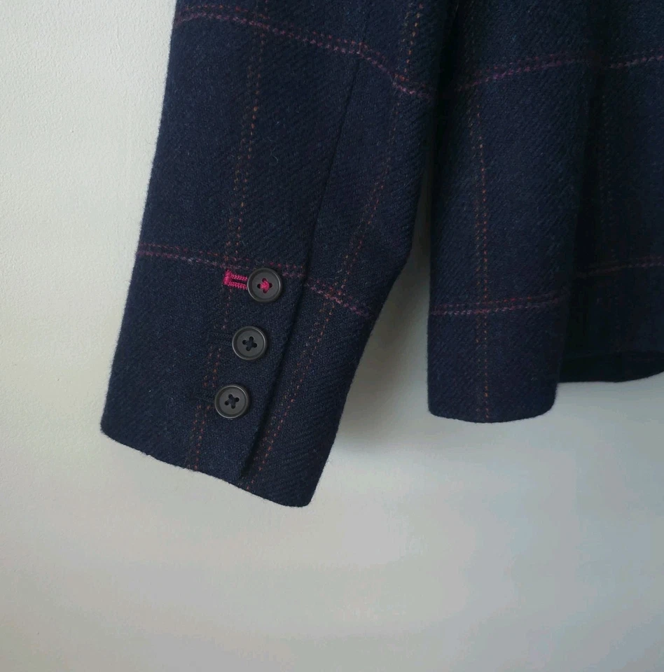Chaqueta Blazer Joules Lana Pura Azul Tweed Hacking Talla 10 Foto 3 de 4