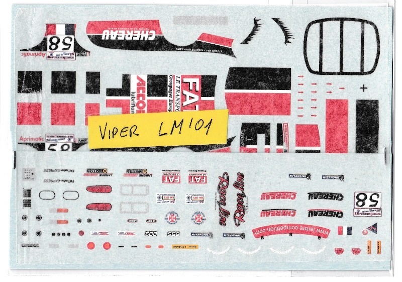 Decal 1/43 Viper Chrysler FAT CHEREAULe Mans '01 #57 Provence Moulage