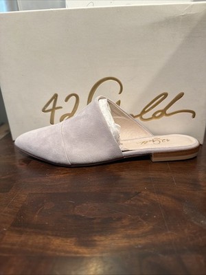 42 Gold Women s Castle Pointed Toe Mule Shoes Beige Suede Size 6.5 M US