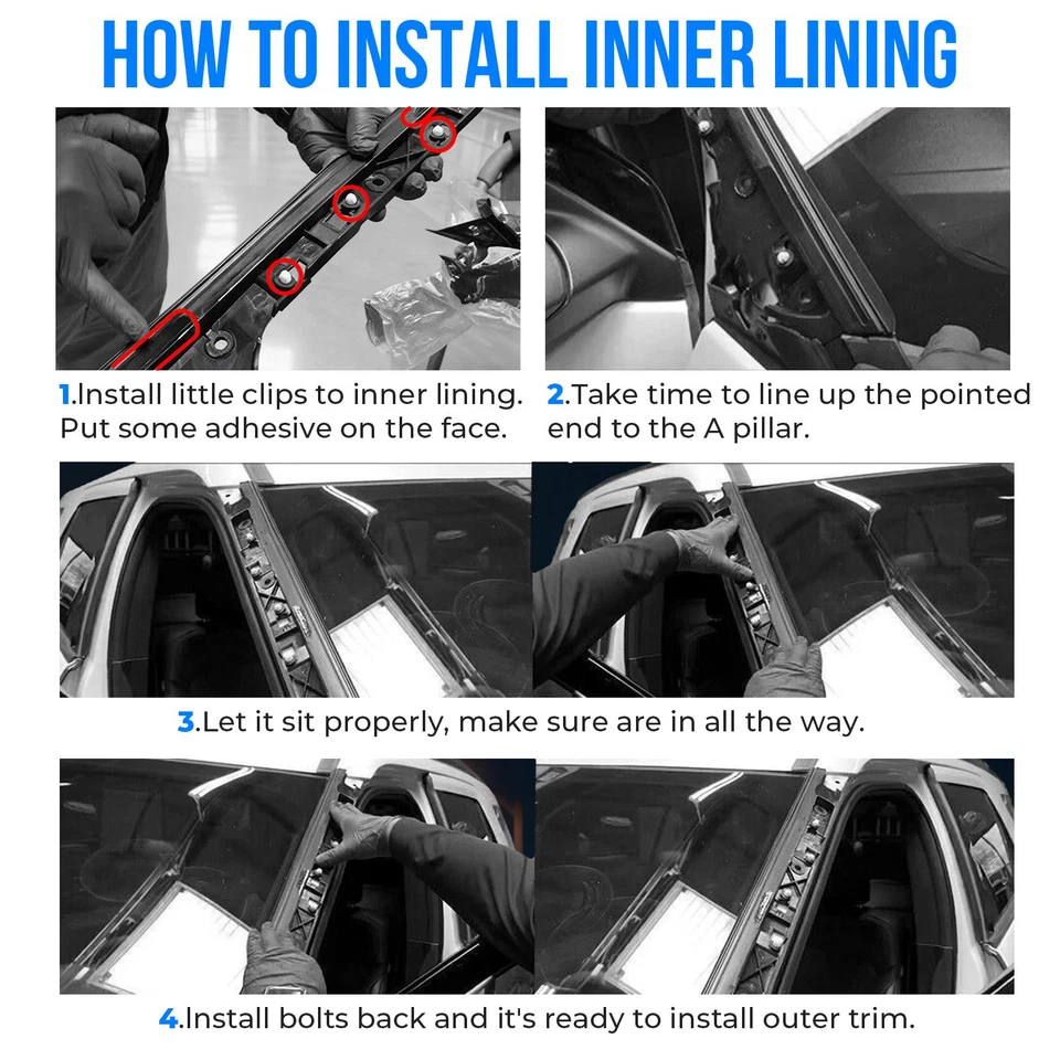 Parabrisas lado izquierdo derecho para Ford Explorer 11-2019 moldura pilar A 4 piezas Foto 3 de 4