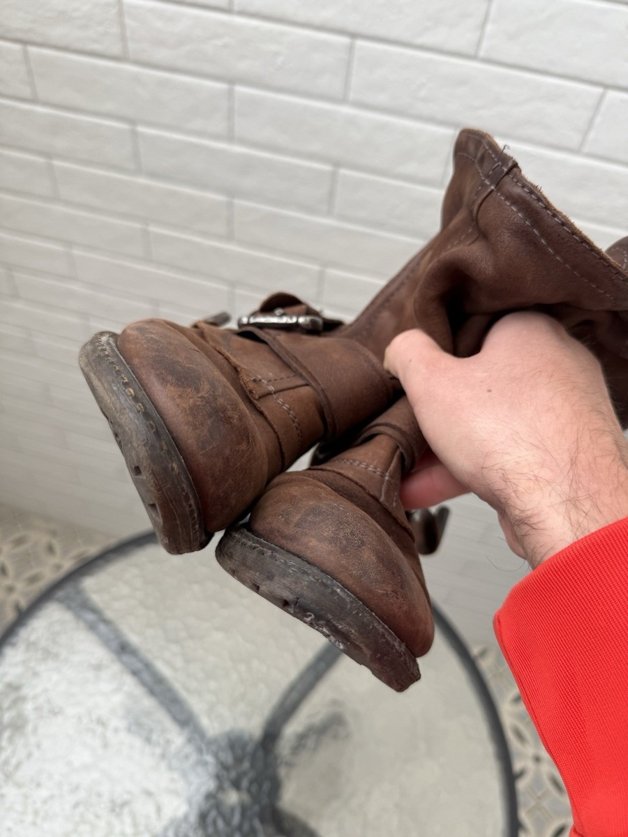 A.S 98 Airstep Italian Buckle & Zip Boho Biker Ankle Brown Boots