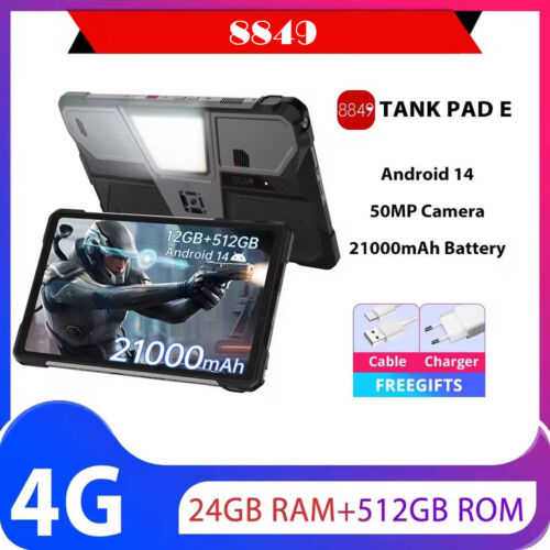 Global 8849 Tank Pad E 4G Rugged Projector Tablet 120Hz 21000mAh 66W Charge 50MP