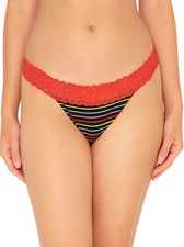No Boundaries Women's Cotton Thongs Black Strawberry Stripe Size 3XL 10 NEW