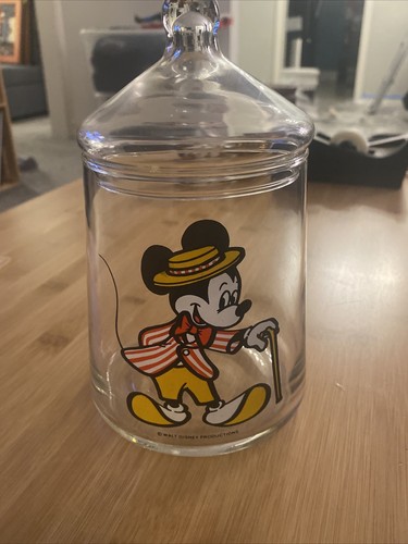 Vintage Walt Disney MICKEY MAUS Glas klar Süßigkeitenglas Apotheke mit Deckel 70er Jahre - Bild 8 von 8