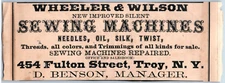 1873 Wheeler & Wilson Silent Sewing Machines Troy, NY Engraved Print Ad &D