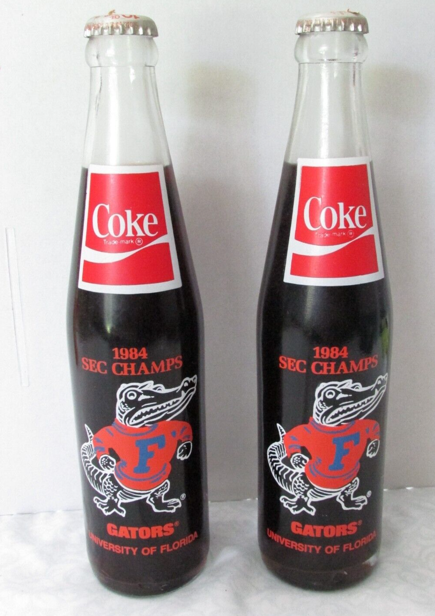 2ct VINTAGE 1984 SEC CHAMPS FLORIDA GATORS FOOTBALL COCA-COLA COKE