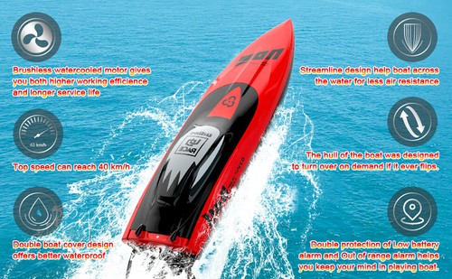 RC speedboat 40km/h Top Brushless Remote Control Fast professional Aquatic Race - Picture 7 of 11