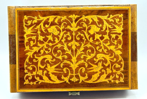 Vintage Inlaid Wooden Lacquer Music Jewelry Box - Picture 3 of 11