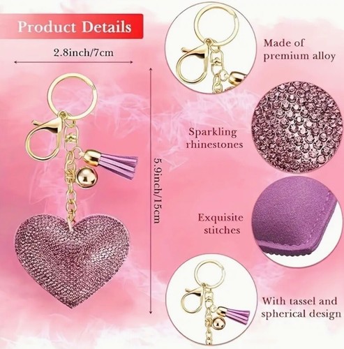 Llavero Mochila Cartera Dije Llavero Borla Corazón Estrás Brillante - Imagen 3 de 3