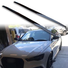 FYRALIP Gloss Black Side Skirts Extension Rocker Panel Lip For Audi A6 C7 Saloon
