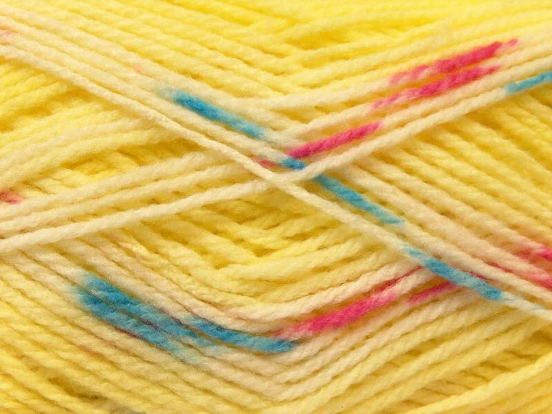 Lote de 4 hilos de diseño de bebé acrílico fino 4x100g/360m amarillo blanco rosa azul Foto 2 de 4