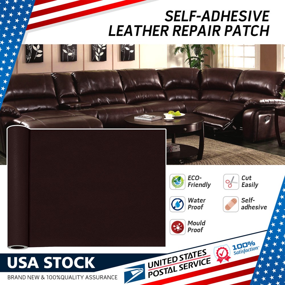 Coffee Leather Repair Kit Self-Adhesive Durability Patch Stick on Sofa Car Seat