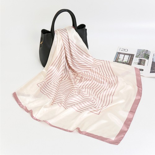 Clásico 90*90 cm Pequeños Mantones Cuadrados Rayas Satén Seda Bufanda Bolso Cinta Bandana - Imagen 7 de 15