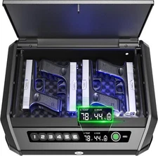 Gun Safe with LCD Display for 2-4 Pistols Hand Gun Lock Box with Fingerprint US