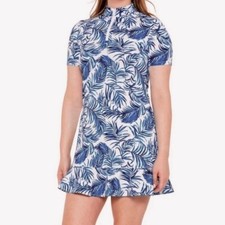 Tommy Bahama Blue Palm Leaf 1/4 Zip UPF50 Active Dress LARGE Athleisure
