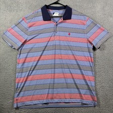 IZOD Golf Men's Striped Performance Polo Shirt Navy Blue Red Athletic XXL