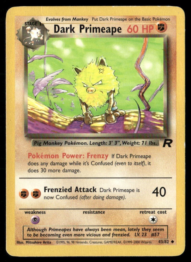2000 Rocket set Pokemon card 43  Dark Primeape HP