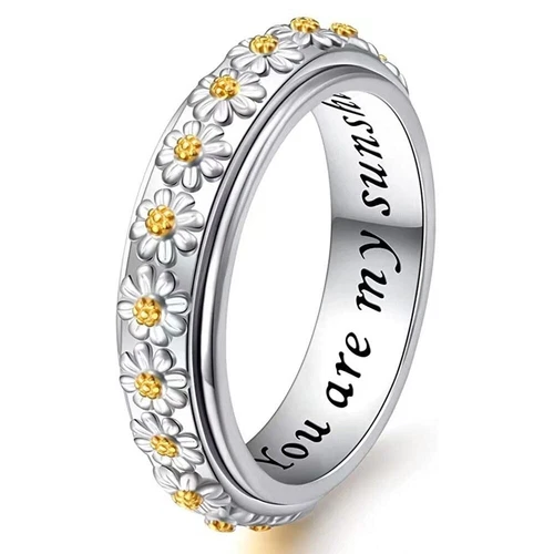 Anti Stress Anxiety Rings Full Diamond Fidget Spinner Ring Girls - Picture 9 of 18