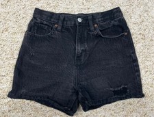 Old Navy Jean Shorts Girls Sz 12 Distressed Black Adjustable waist 26" Waist 