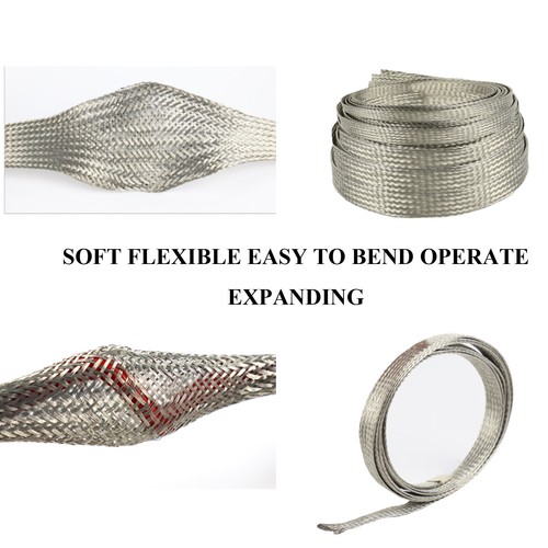 Tinned Copper Braid Sleeving Cable Wire Cover Protect Shielding Grounding Strap - Picture 4 of 12