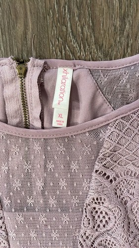 Xhilaration Capped Sleeves Lined Lace Overlay Lilac Purple Dress Juniors Size XL - Picture 2 of 5
