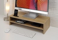 TTAP Oak Wood Two Shelf Laptop Stand/TV Desk Stand/PC Monitor Riser/Desk Organi