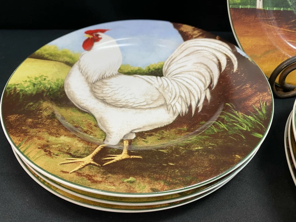 Juego de 10 (4 diseños) ~ Sakura "ON THE FARM" David Carter Brown ~ Platos ~ 8" Foto 3 de 4