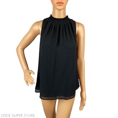 Daniel Rainn Anthropologie Black Top Halter Neck Sleeveless Blouse Top Sz Small