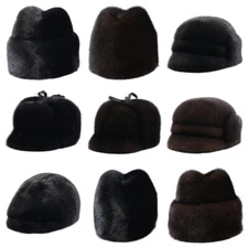 New Men's 100% Real Mink Fur Hat Winter Warm Cap Fashion Outdoor Handsome