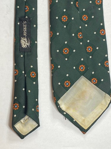 Vtg Joske's Men’s Necktie Green With Orange Flowers 1970’s Polyester Tie Hippyy - Picture 12 of 16