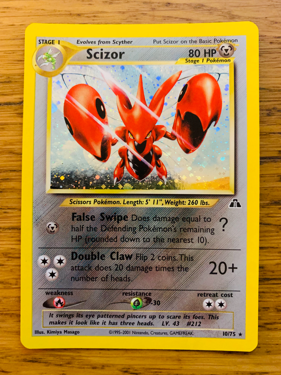 SCIZOR HOLO 10/75 ハッサム 英語版 ポケットモンスター Scizor (10/75) Holo Neo Discovery Set Pokemon Card! FAST & FREE