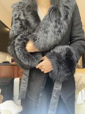 Temperley London Black Sheepskin Collared Winter Jacket Coat Uk10 Rrp £2,000