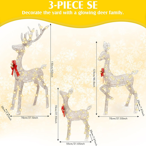 Christmas Lighted Reindeer Family Outdoor Christmas Yard Decoration Large Holida - Picture 2 of 7