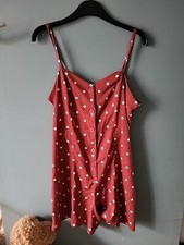 Primark Size 12 Red Spot Strappy Sleeveless Playsuit 524/113/v 