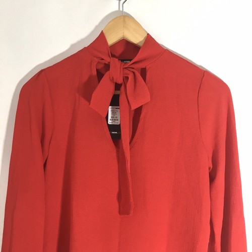 Fashion Nova Tie Neck Blouse Red - Picture 6 of 7