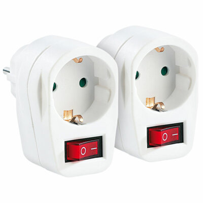 revolt 2er-Set Stromspar-Steckeradapter mit Netzschalter für 230-V-Geräte
