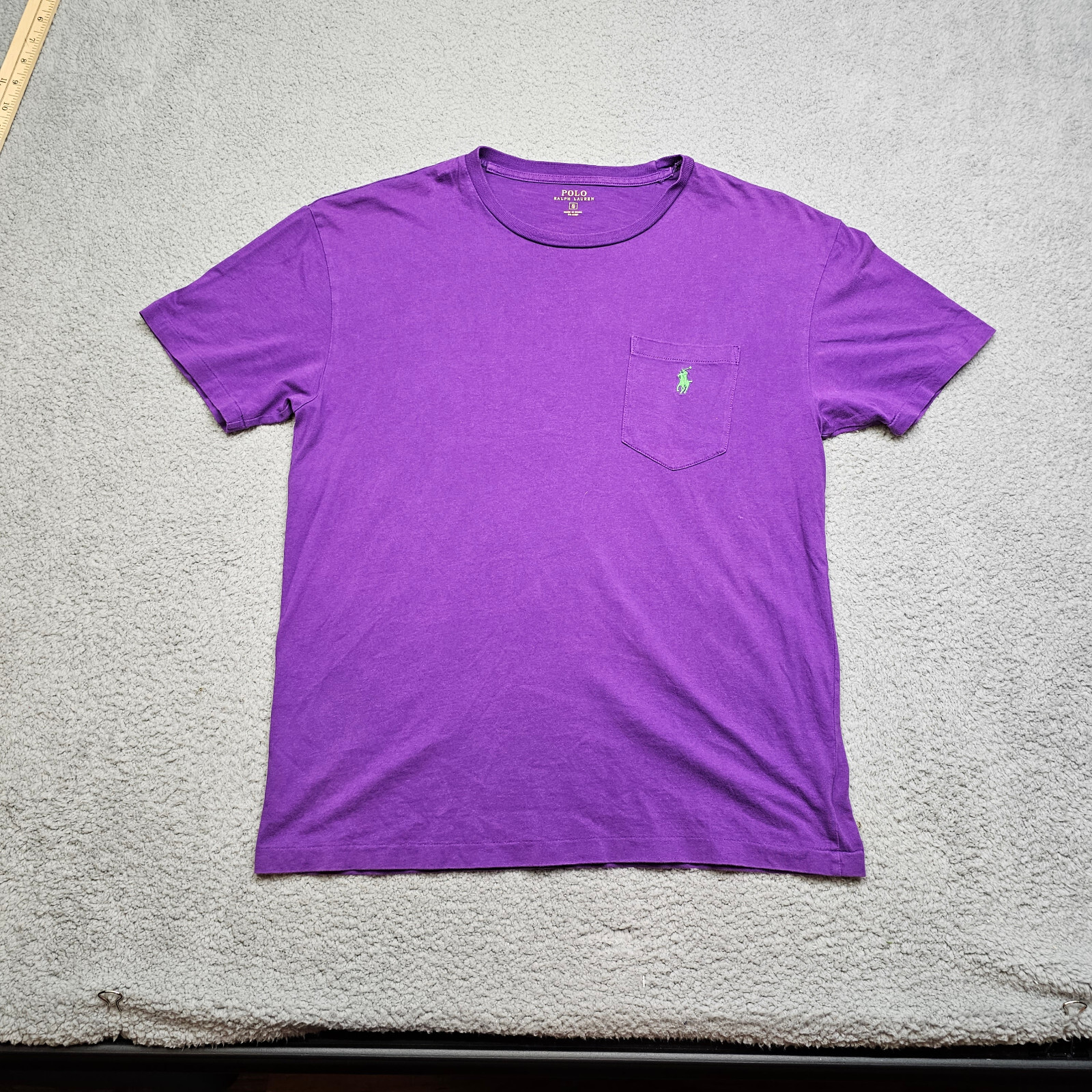 Polo Ralph Lauren camicia uomo piccola manica corta viola tasca pony preppy
