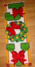 VTG Wonder Art "JOY" Christmas Wall / Door Hanger Decor- Latch Hook FINISHED Kit