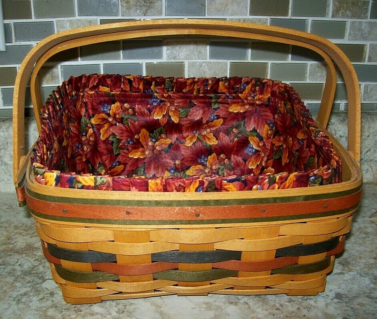 アメリカ通販ファッション Longaberger 1997 Vintage Beautiful🍁 Medium Basket Square 小物入れ